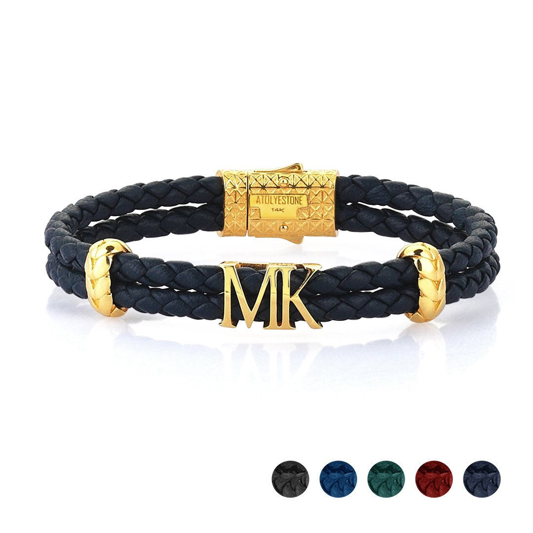 Atolyestone Statements - Solid Yellow Gold- Leather Bracelets- ATOLYESTONE- aststaj