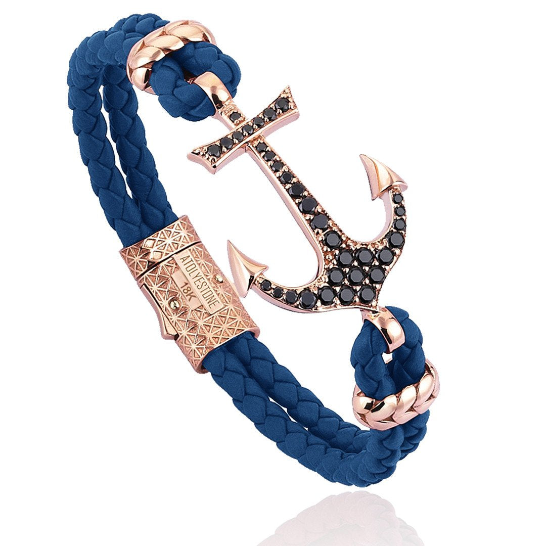Anchor Leather Bracelet -Solid Rose Gold- Leather Bracelets- ATOLYESTONE- aststaj