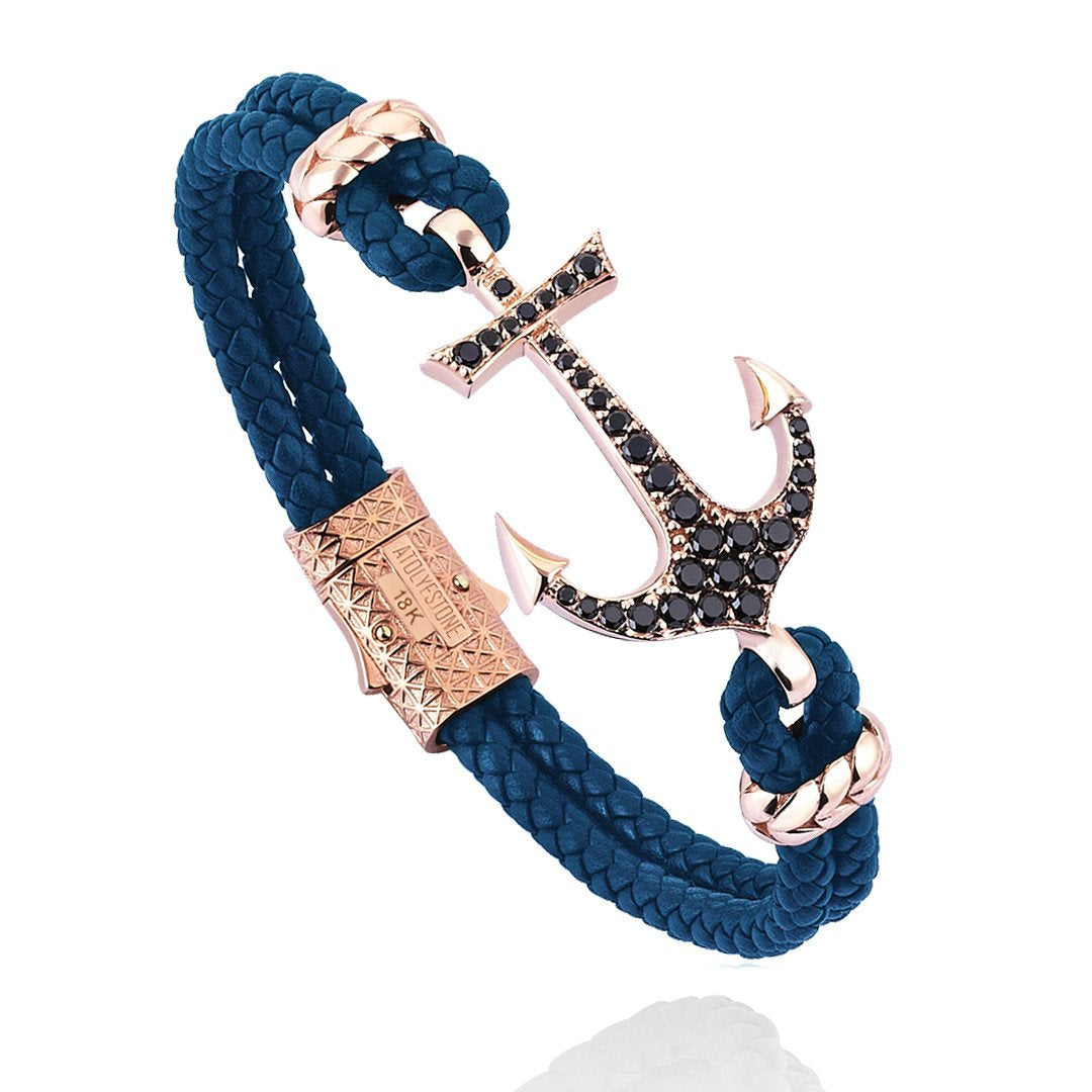 Anchor Leather Bracelet -Solid Rose Gold- Leather Bracelets- ATOLYESTONE- aststaj