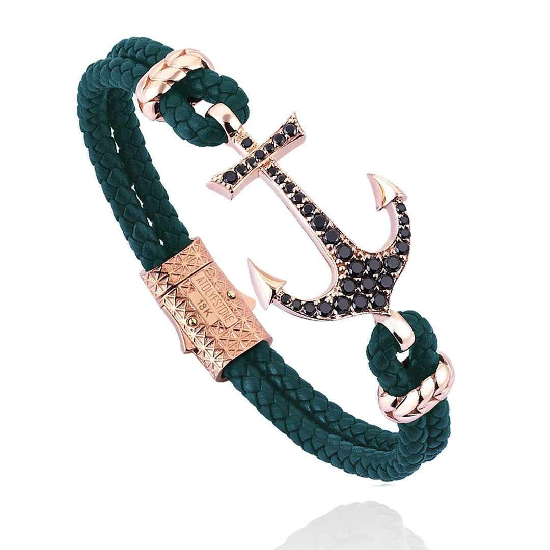 Anchor Leather Bracelet -Solid Rose Gold- Leather Bracelets- ATOLYESTONE- aststaj