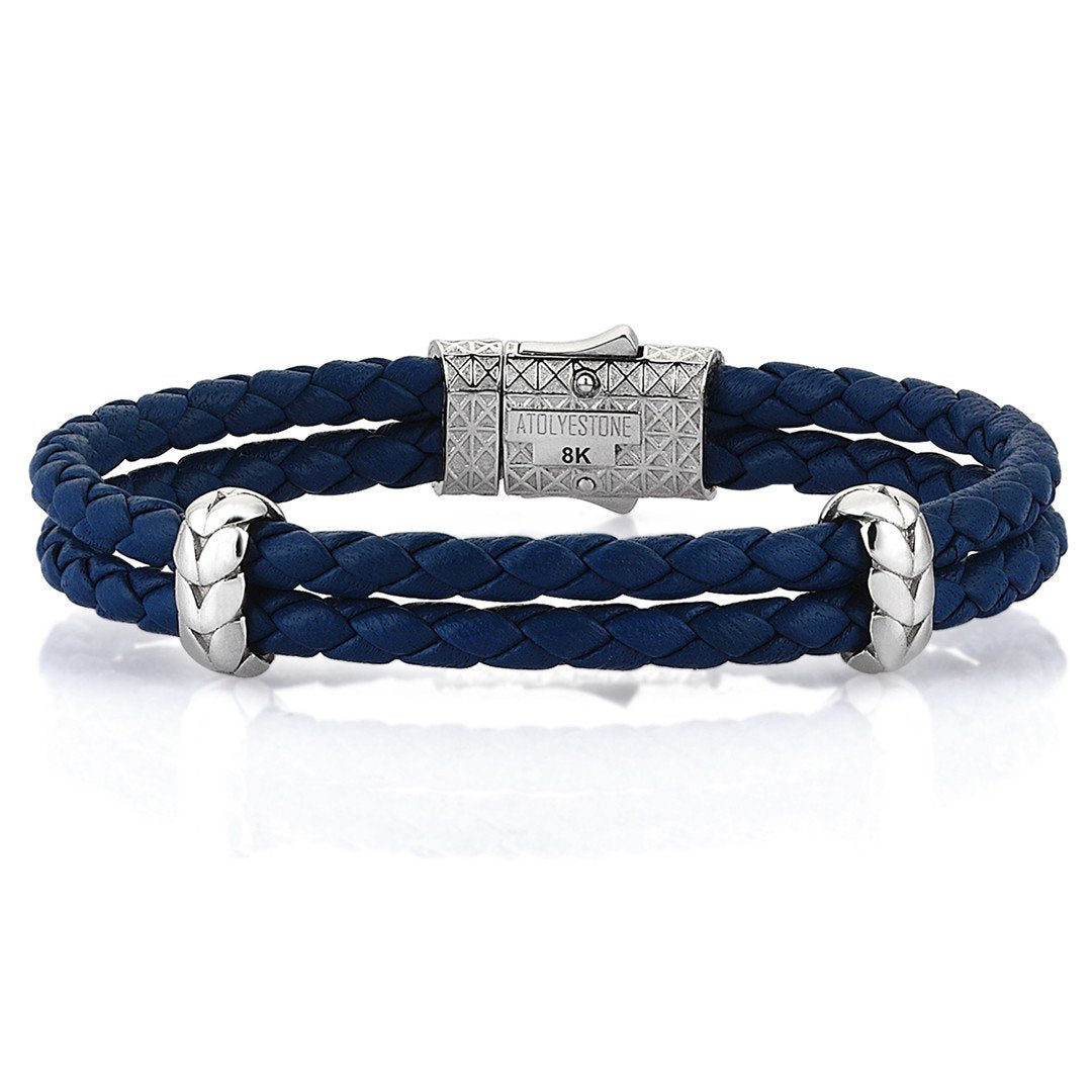 Atolyestone Elements - Solid White Gold- Leather Bracelets- ATOLYESTONE- aststaj