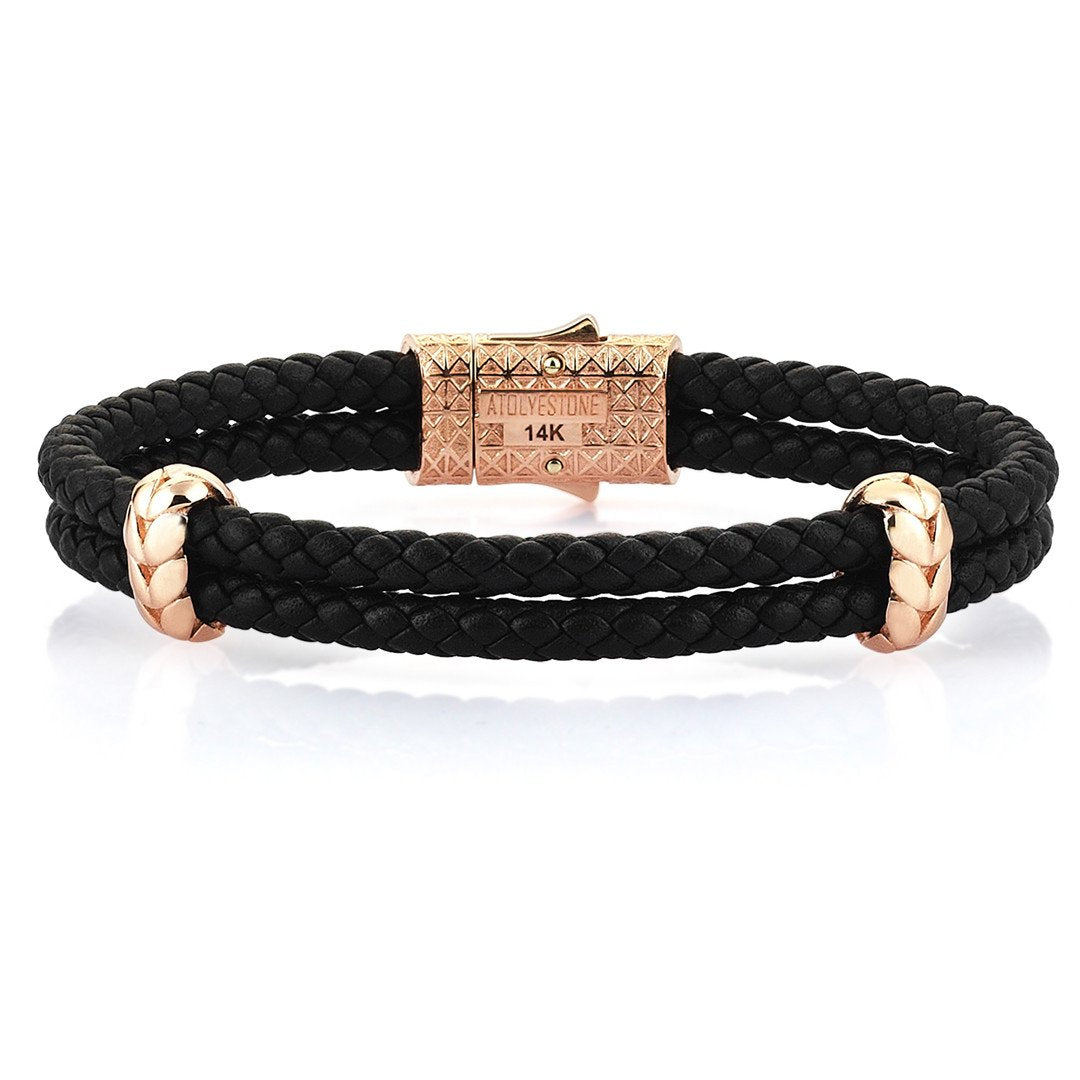 Atolyestone Elements - Solid Rose Gold- Leather Bracelets- ATOLYESTONE- aststaj