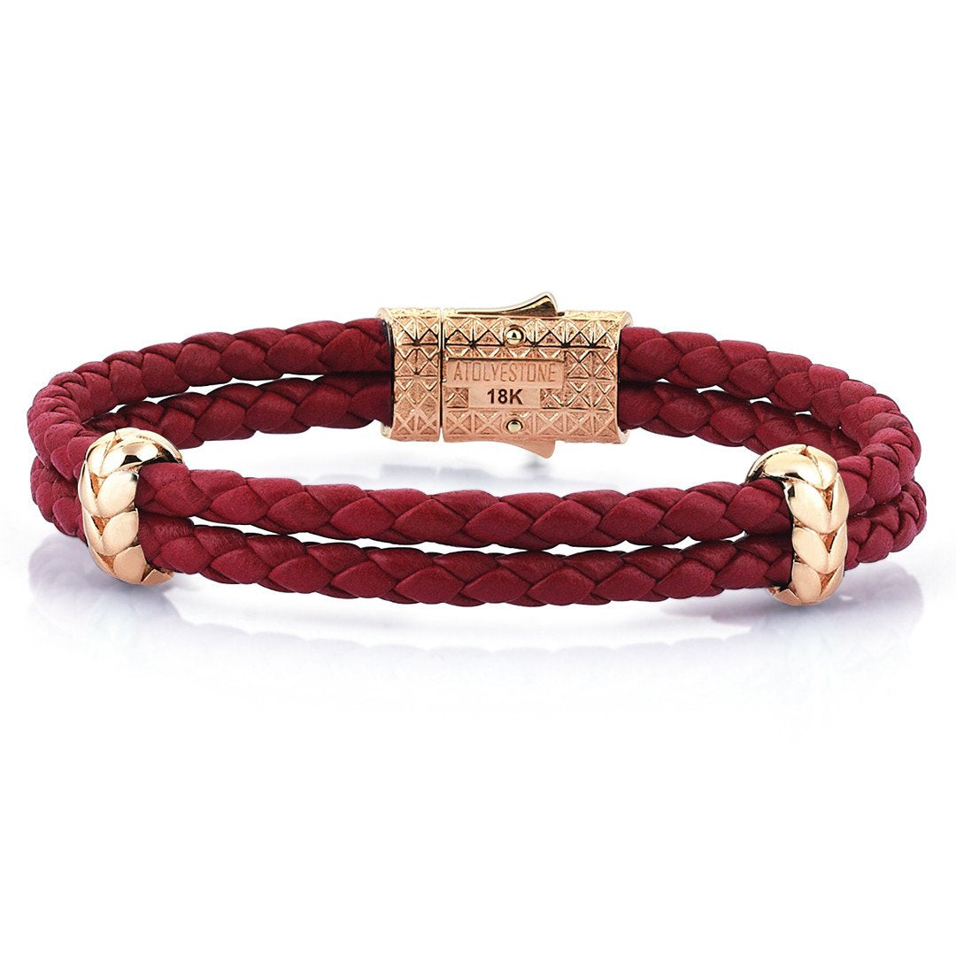 Atolyestone Elements - Solid Rose Gold- Leather Bracelets- ATOLYESTONE- aststaj