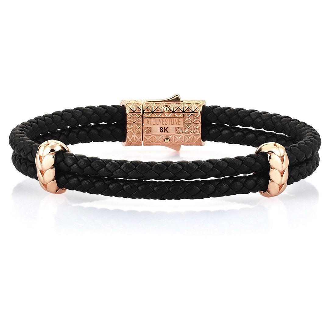 Atolyestone Elements - Solid Rose Gold- Leather Bracelets- ATOLYESTONE- aststaj