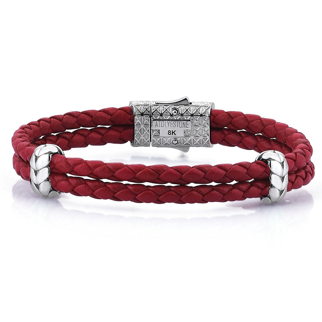 Atolyestone Elements - Solid White Gold- Leather Bracelets- ATOLYESTONE- aststaj