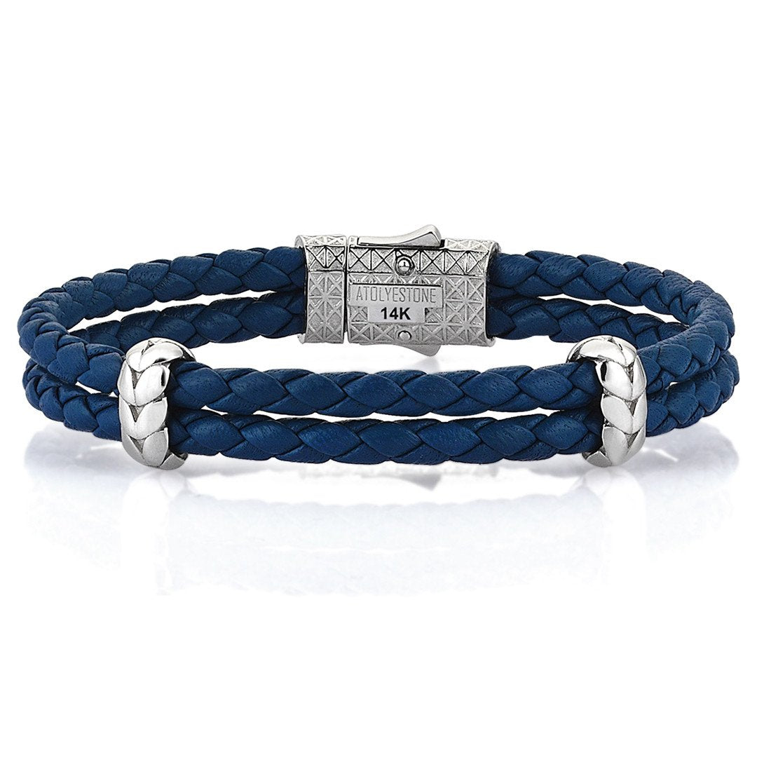 Atolyestone Elements - Solid White Gold- Leather Bracelets- ATOLYESTONE- aststaj