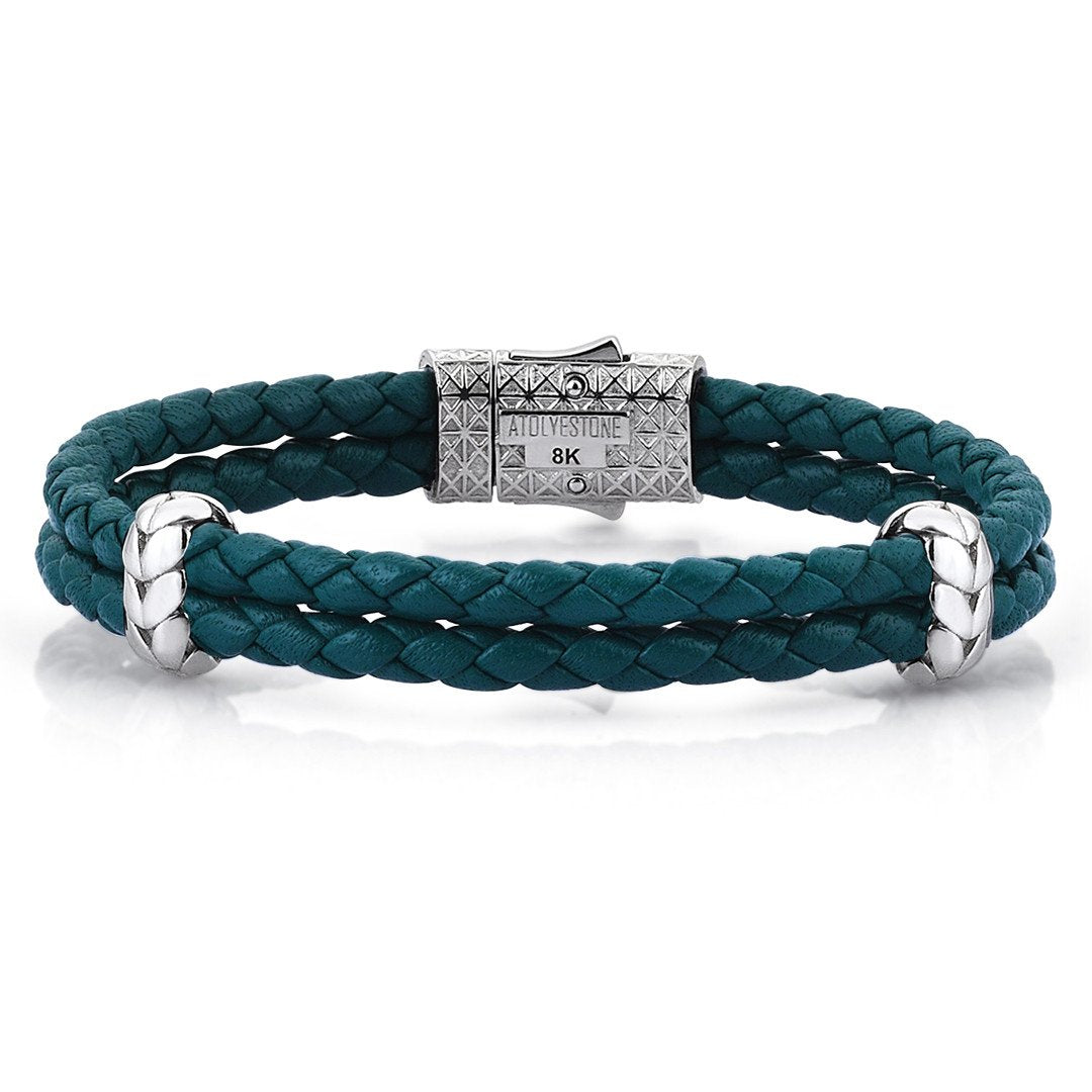 Atolyestone Elements - Solid White Gold- Leather Bracelets- ATOLYESTONE- aststaj