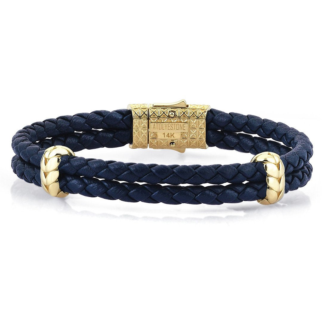 Atolyestone Elements - Solid Yellow Gold- Leather Bracelets- ATOLYESTONE- aststaj