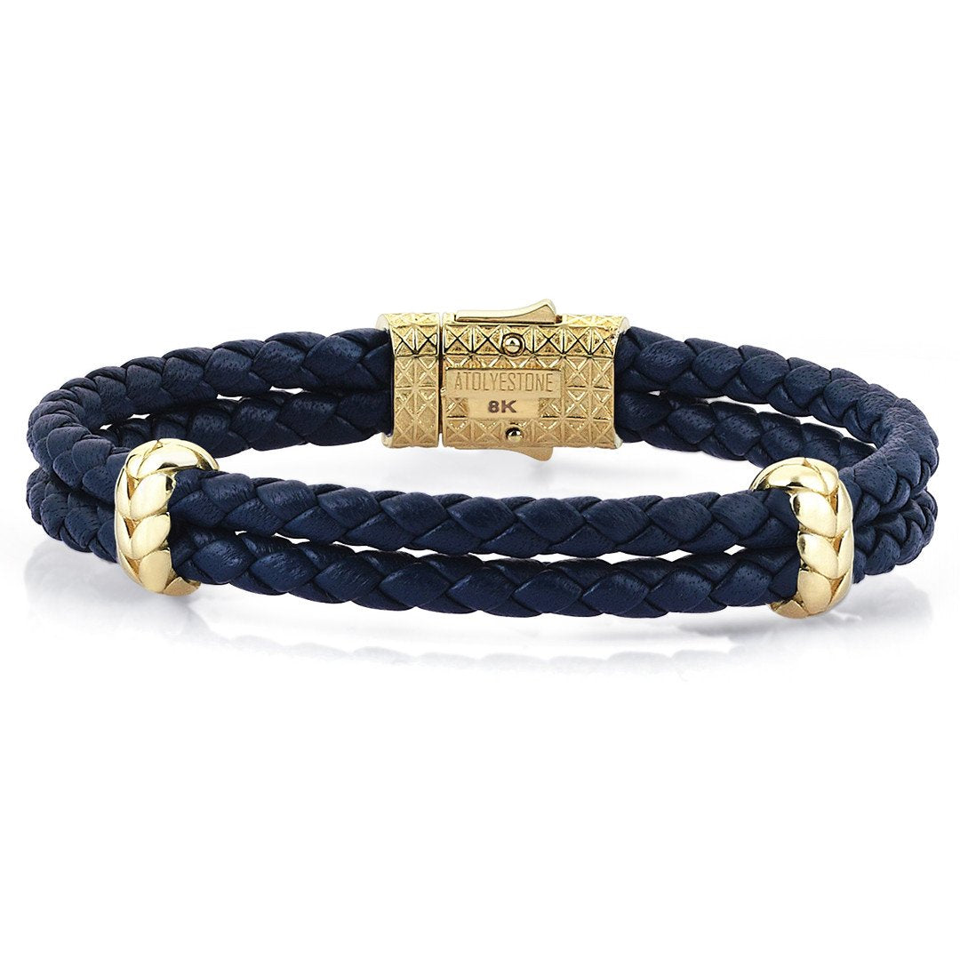 Atolyestone Elements - Solid Yellow Gold- Leather Bracelets- ATOLYESTONE- aststaj