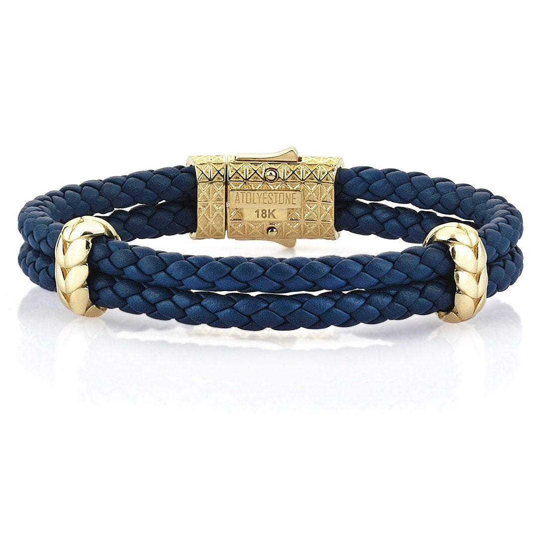 Atolyestone Elements - Solid Yellow Gold- Leather Bracelets- ATOLYESTONE- aststaj