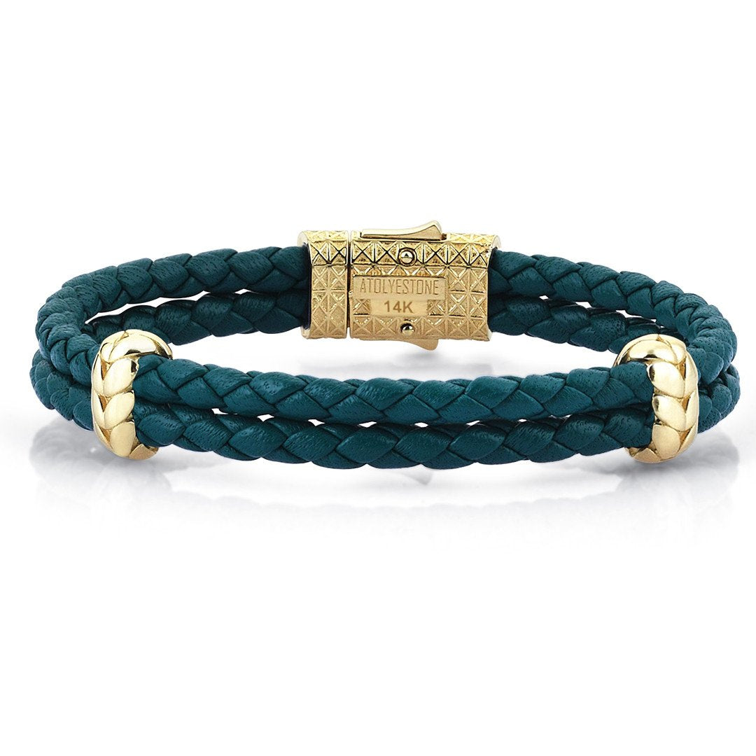 Atolyestone Elements - Solid Yellow Gold- Leather Bracelets- ATOLYESTONE- aststaj