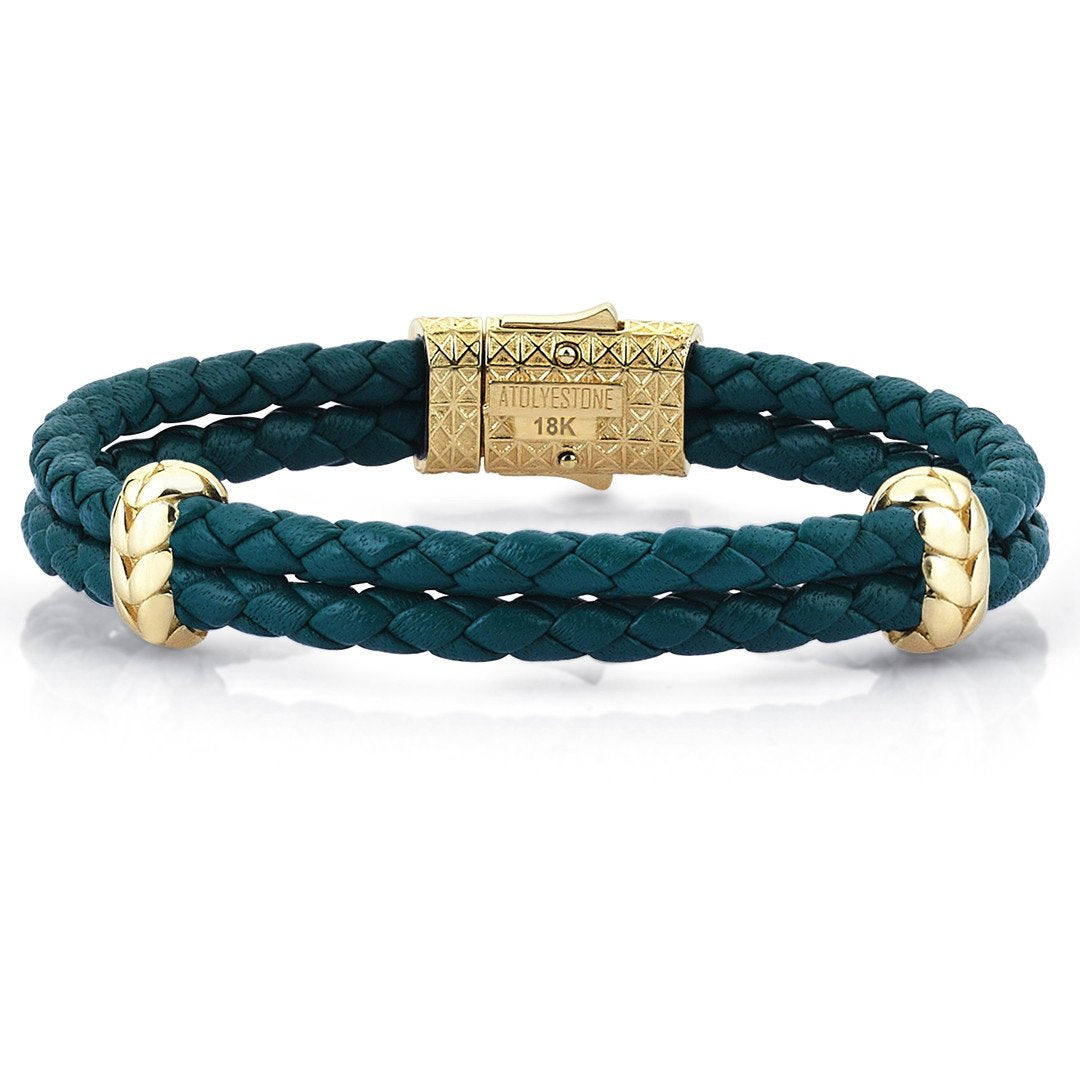 Atolyestone Elements - Solid Yellow Gold- Leather Bracelets- ATOLYESTONE- aststaj