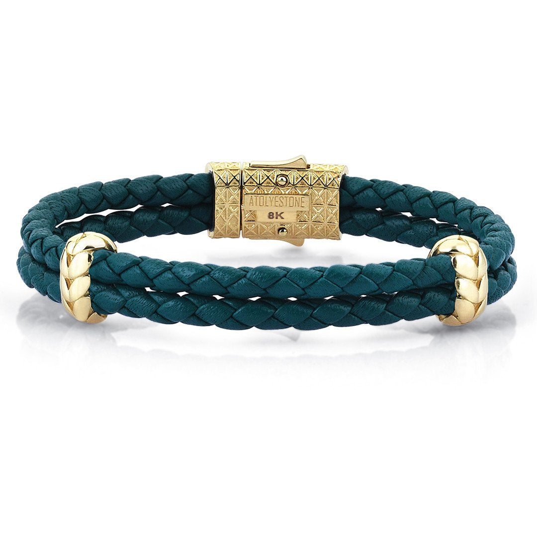 Atolyestone Elements - Solid Yellow Gold- Leather Bracelets- ATOLYESTONE- aststaj