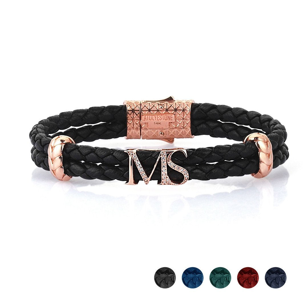 Atolyestone Statements - Solid Rose Gold- Leather Bracelets- ATOLYESTONE- aststaj