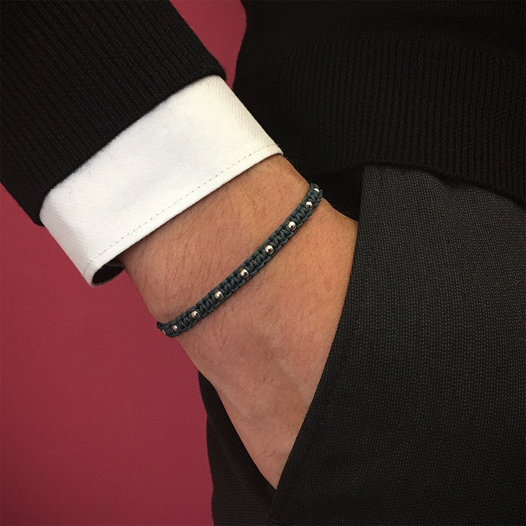 9 Balls Macrame - Silver- Macrame Bracelets- ATOLYESTONE- aststaj