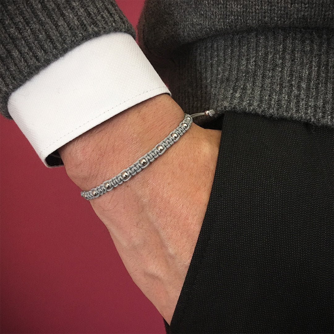 9 Balls Macrame - Silver- Macrame Bracelets- ATOLYESTONE- aststaj