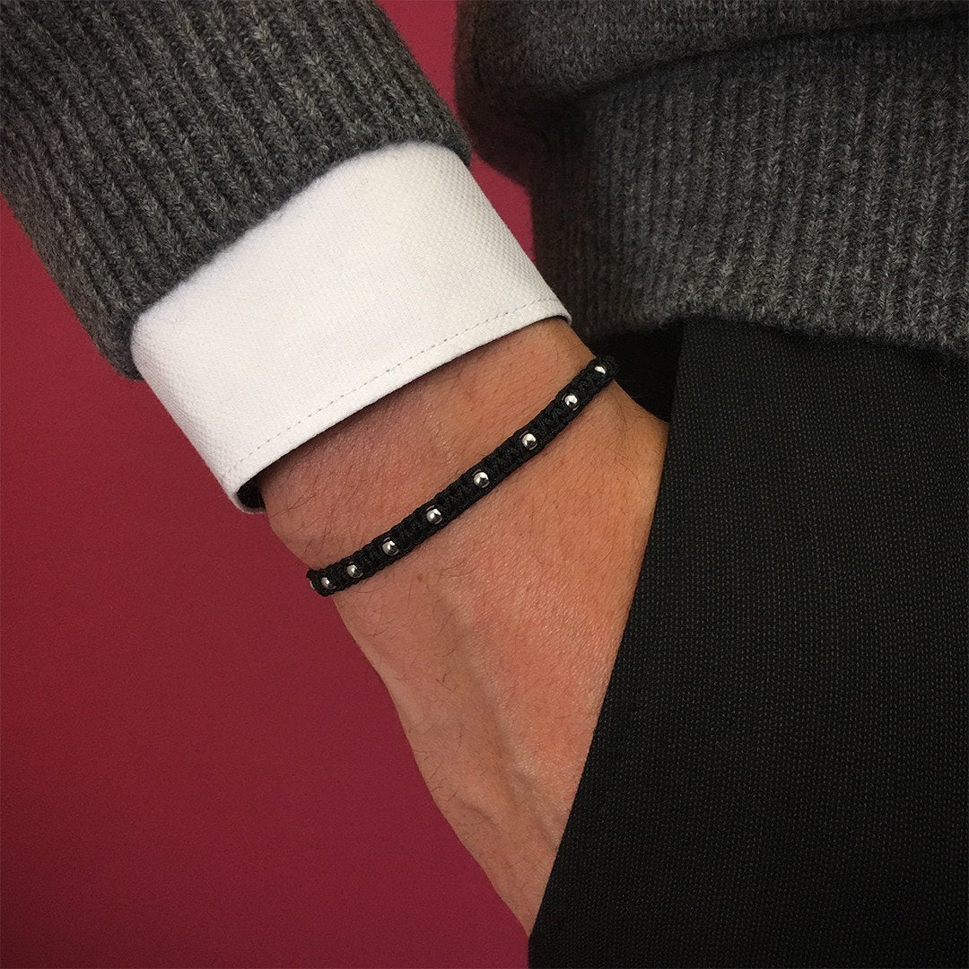 9 Balls Macrame - Silver- Macrame Bracelets- ATOLYESTONE- aststaj