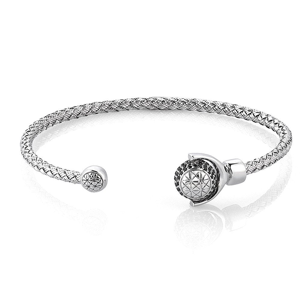 Atolyestone Cuff Bracelet - Silver- Braided Cuff Bracelets- ATOLYESTONE- aststaj