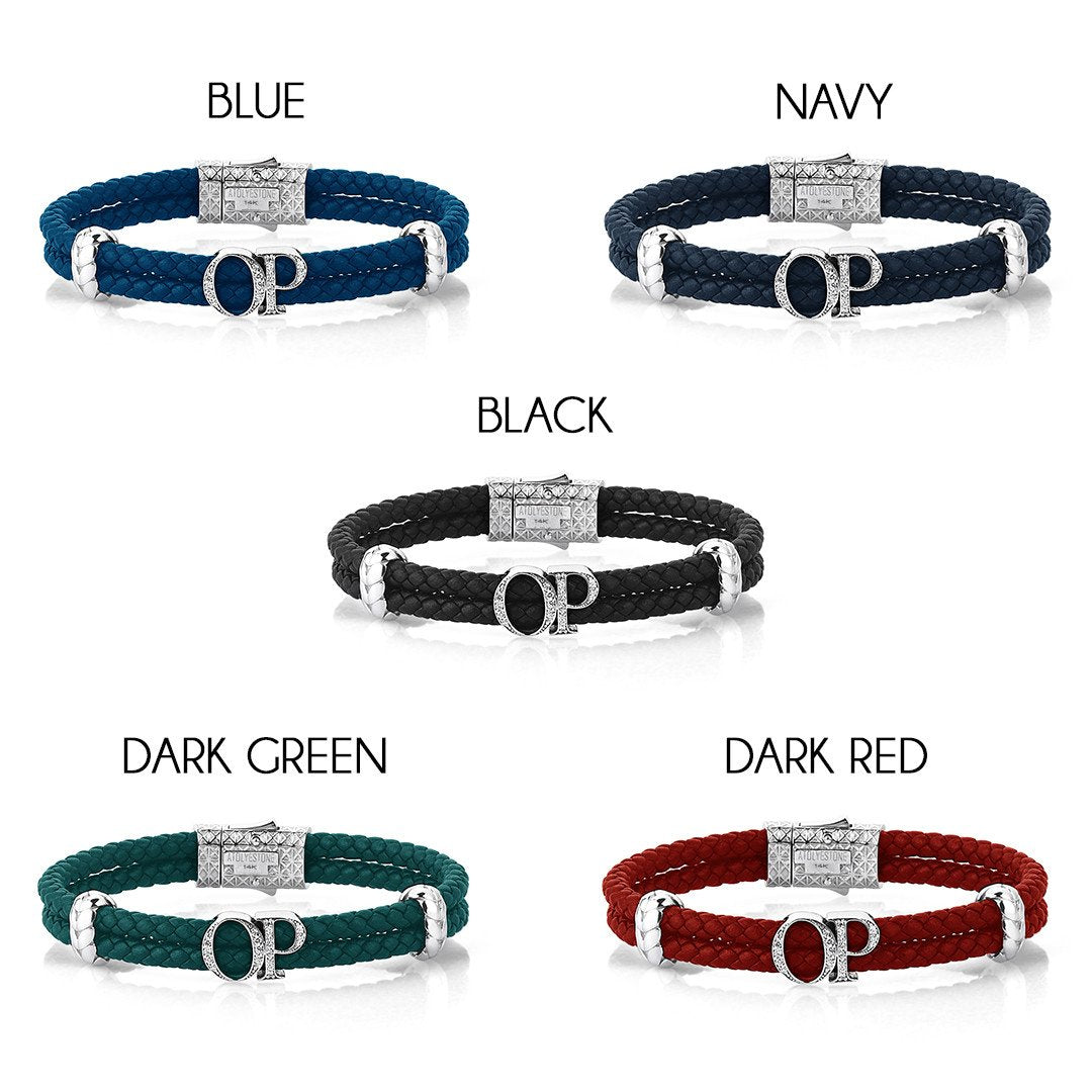 Atolyestone Statements - Solid White Gold- Leather Bracelets- ATOLYESTONE- aststaj