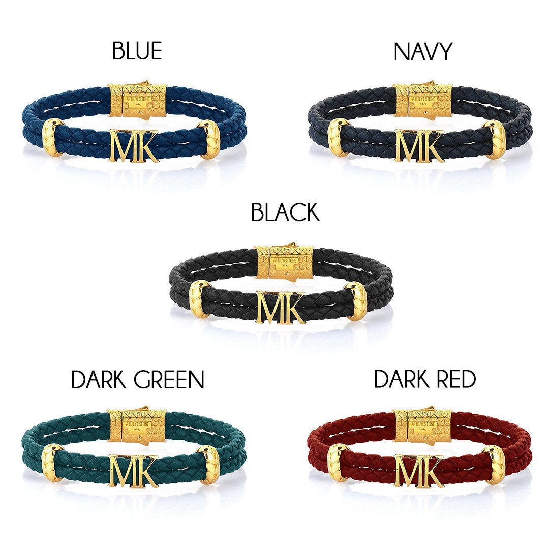 Atolyestone Statements - Solid Yellow Gold- Leather Bracelets- ATOLYESTONE- aststaj