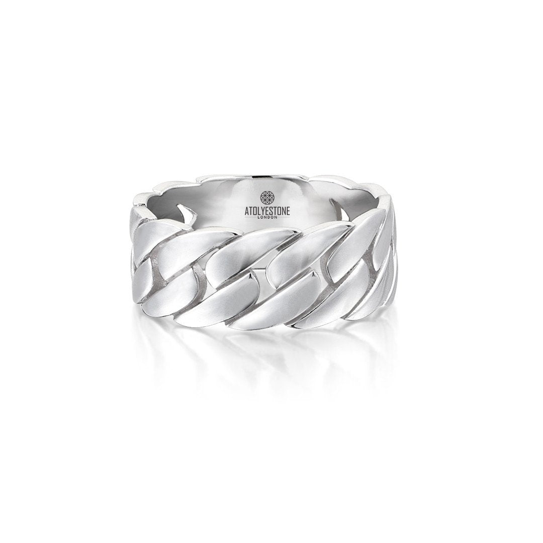  Chain Ring - Solid Silver- Mens Rings- ATOLYESTONE- aststaj