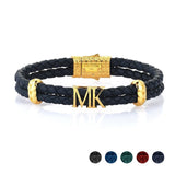  Atolyestone Statements - Solid Yellow Gold- Leather Bracelets- ATOLYESTONE- aststaj