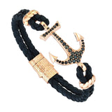  Anchor Leather Bracelet - Silver- Leather Bracelets- ATOLYESTONE- aststaj