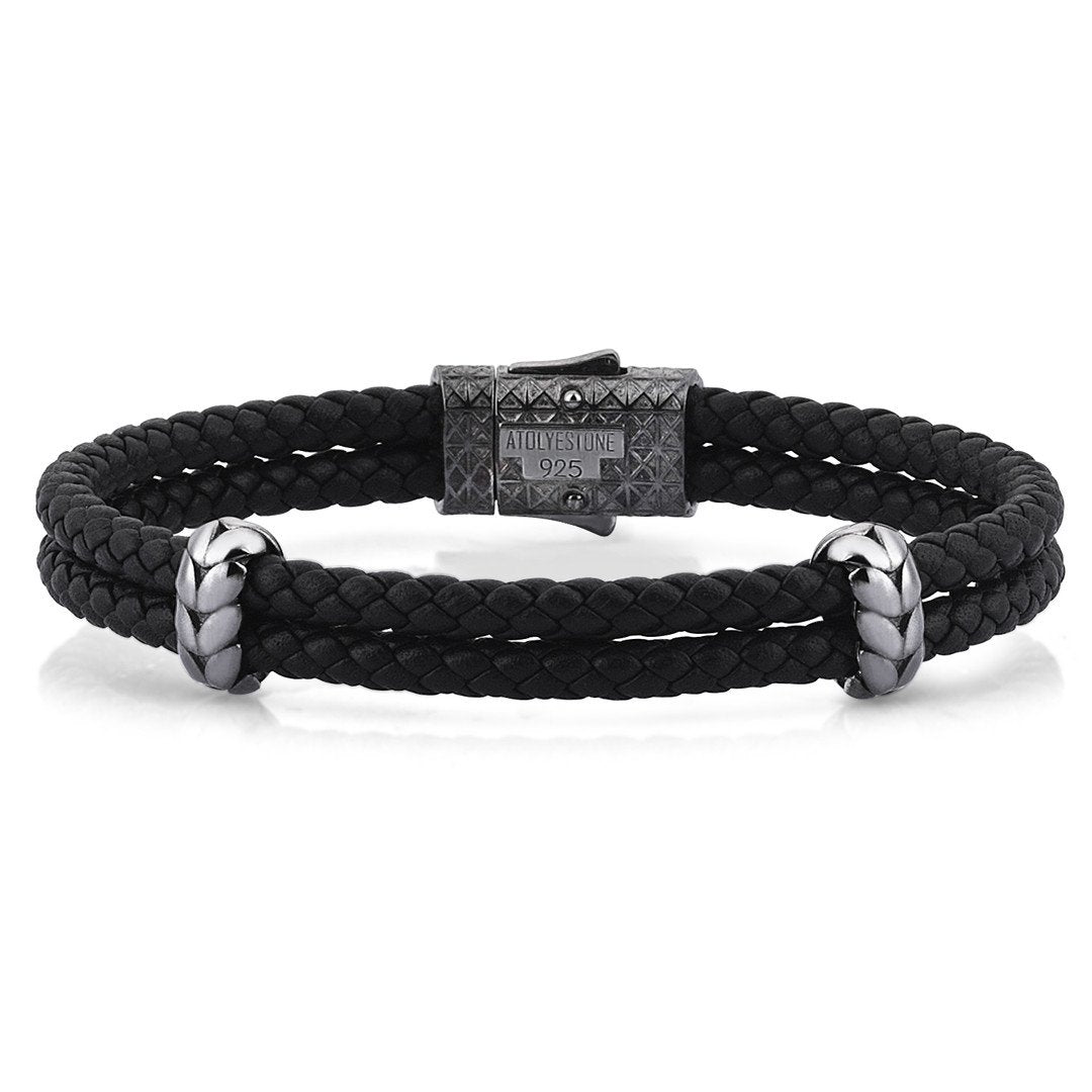  Atolyestone Elements - Solid Silver- Leather Bracelets- ATOLYESTONE- aststaj