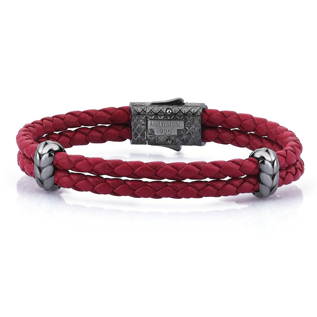  Atolyestone Elements - Solid Silver- Leather Bracelets- ATOLYESTONE- aststaj