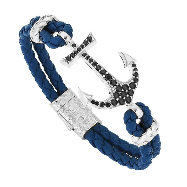  Anchor Leather Bracelet - Silver- Leather Bracelets- ATOLYESTONE- aststaj