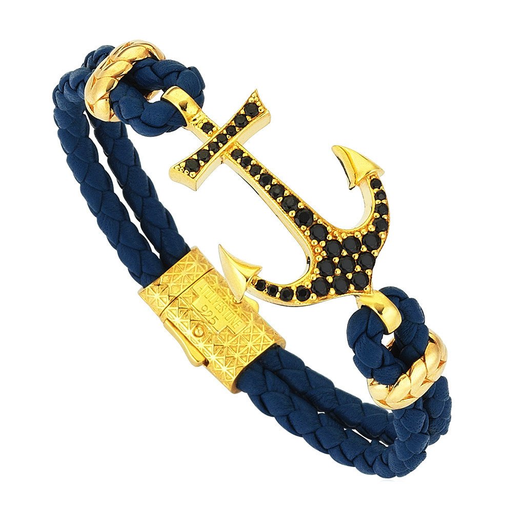  Anchor Leather Bracelet - Silver- Leather Bracelets- ATOLYESTONE- aststaj