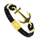  Anchor Leather Bracelet - Silver- Leather Bracelets- ATOLYESTONE- aststaj