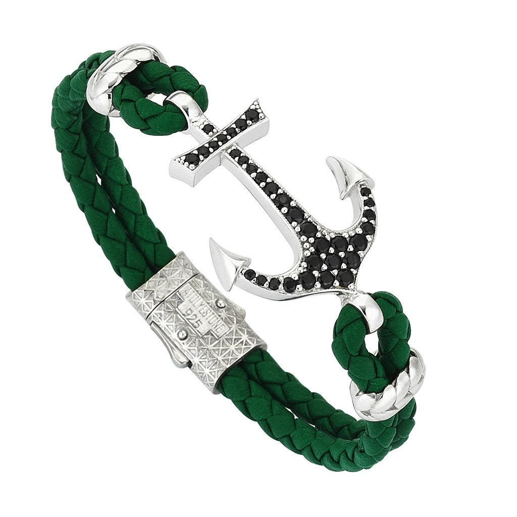  Anchor Leather Bracelet - Silver- Leather Bracelets- ATOLYESTONE- aststaj