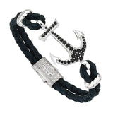  Anchor Leather Bracelet - Silver- Leather Bracelets- ATOLYESTONE- aststaj