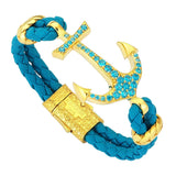  Anchor Leather Bracelet -Silver- Leather Bracelets- ATOLYESTONE- aststaj