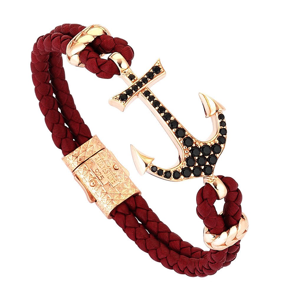  Anchor Leather Bracelet - Silver- Leather Bracelets- ATOLYESTONE- aststaj