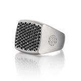  Brushed Cushion Pave Ring - Solid Silver- Mens Rings- ATOLYESTONE- aststaj