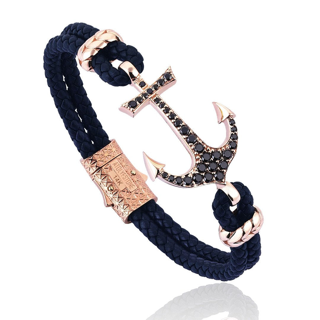  Anchor Leather Bracelet -Solid Rose Gold- Leather Bracelets- ATOLYESTONE- aststaj