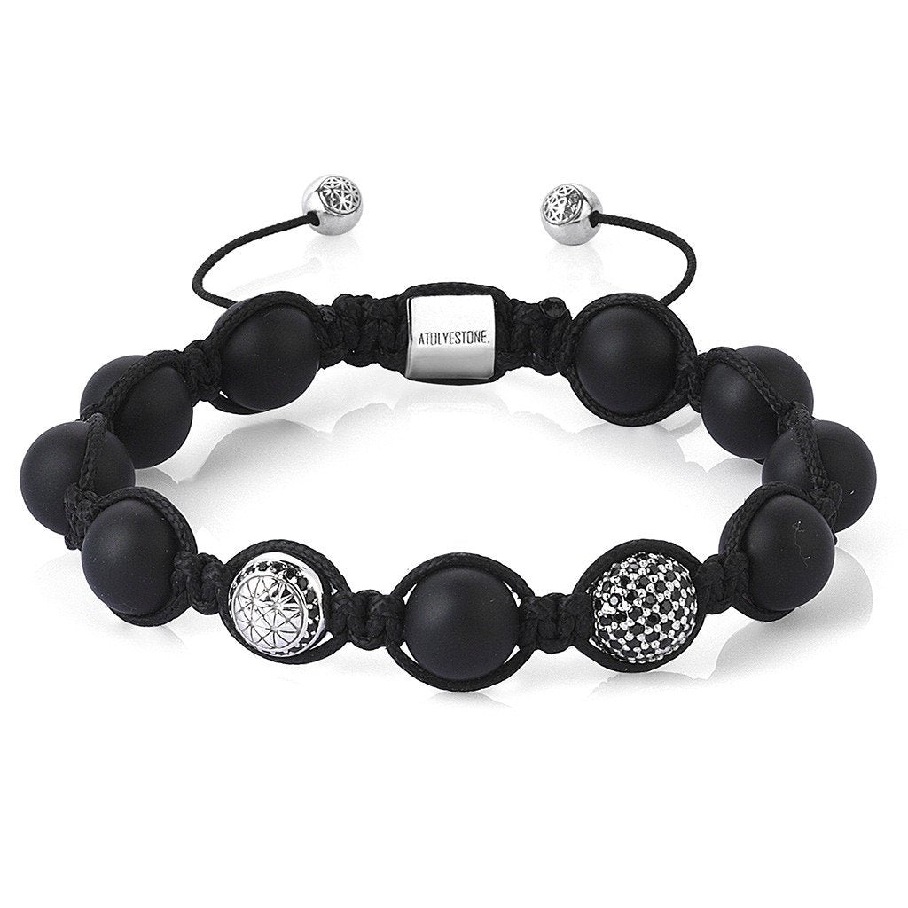  Beaded Macrame Bracelet - Silver- Beaded Macrame Bracelets- ATOLYESTONE- aststaj