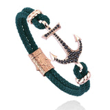  Anchor Leather Bracelet -Solid Rose Gold- Leather Bracelets- ATOLYESTONE- aststaj