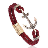  Classic Anchor Leather Bracelet - Solid Rose Gold- Leather Bracelets- ATOLYESTONE- aststaj