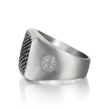  Brushed Cushion Pave Ring - Solid Silver- Mens Rings- ATOLYESTONE- aststaj