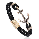  Classic Anchor Leather Bracelet - Solid Rose Gold- Leather Bracelets- ATOLYESTONE- aststaj