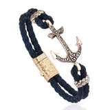  Classic Anchor Leather Bracelet - Solid Rose Gold- Leather Bracelets- ATOLYESTONE- aststaj