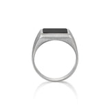  Brushed Square Onyx Ring - Solid Silver- Mens Rings- ATOLYESTONE- aststaj