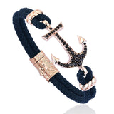  Anchor Leather Bracelet -Solid Rose Gold- Leather Bracelets- ATOLYESTONE- aststaj