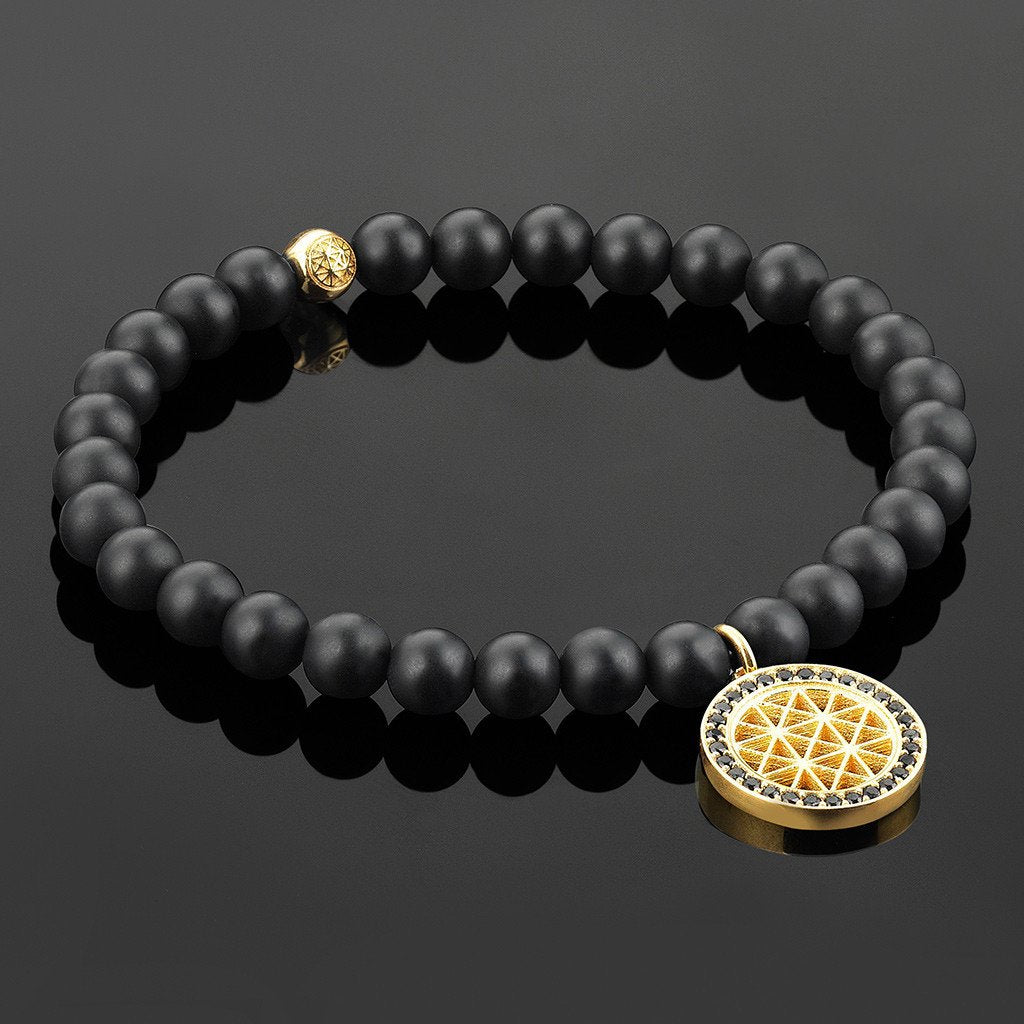  Atolyestone Charm Bracelet - Solid Yellow Gold- Beaded Charm Bracelets- ATOLYESTONE- aststaj