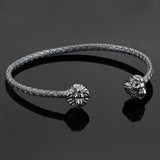  Braided Leo Cuff Bracelet - Silver- Braided Cuff Bracelets- ATOLYESTONE- aststaj