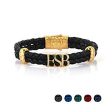  Atolyestone Statements - Solid Yellow Gold- Leather Bracelets- ATOLYESTONE- aststaj