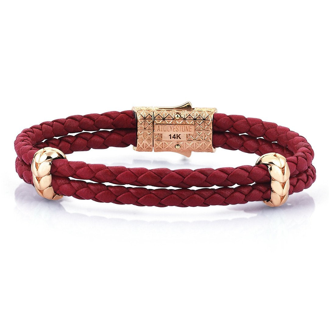  Atolyestone Elements - Solid Rose Gold- Leather Bracelets- ATOLYESTONE- aststaj